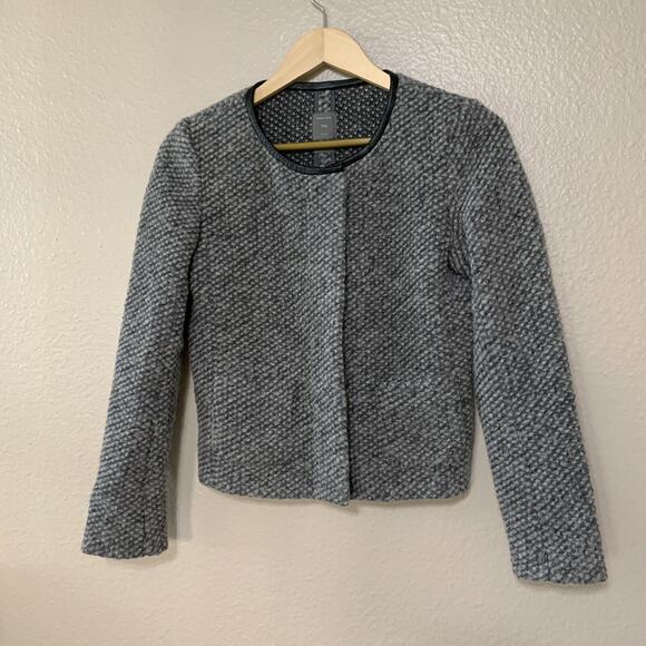 Women's Gap Boucle Grey Boy Wool Blend Coat Jacket Winter Sz 4 - Picture 2 of 9